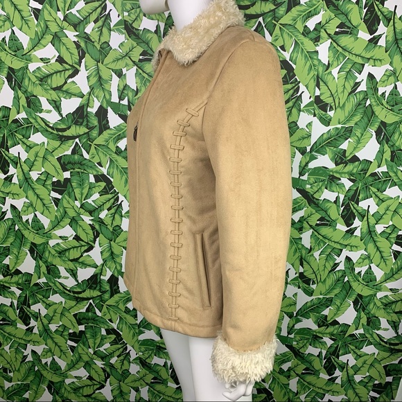 Y2K Liz Claiborne Coat Women's Size S Retro 00s Penny Lane Bratz Style Faux Fur - Picture 4 of 7